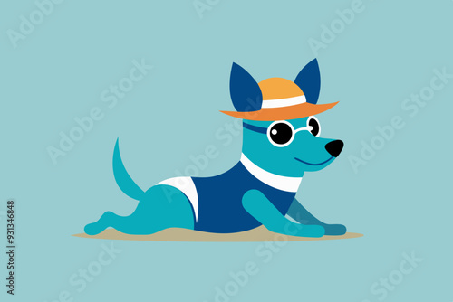 Chihuahua is a calm dog in a swimming suit