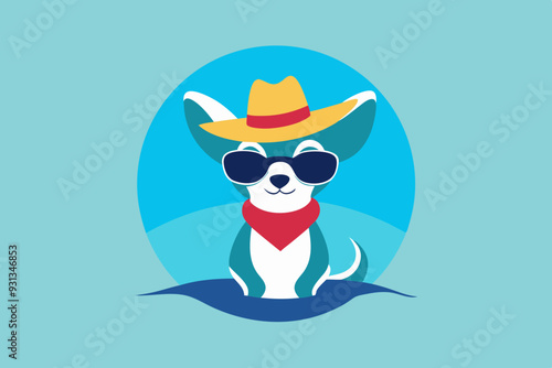 Chihuahua is a calm dog in a swimming suit