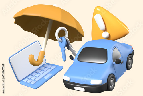 Group of 3D elements for personal data protection concepts