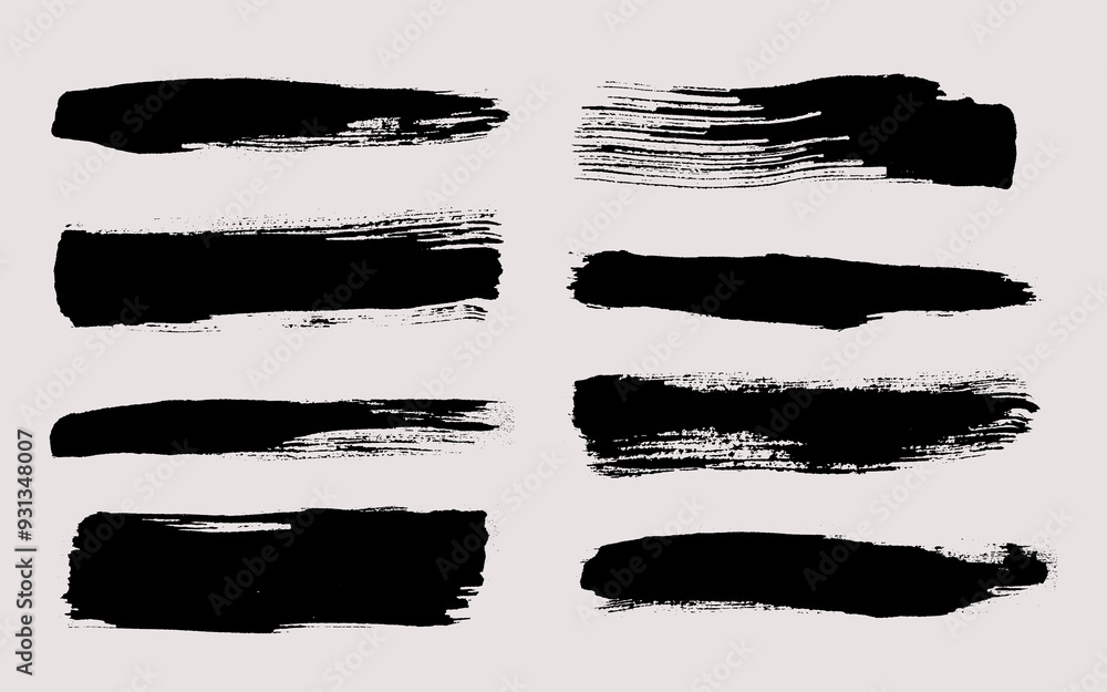Brush strokes vector. Set of text boxes. Paintbrush collection. Grunge design elements. Dirty texture banners. Painted rectangles and long strokes Brush strokes vector. Set of text boxes. Paintbrush collection. Grunge design elements. Dirty texture banners. Painted rectangles and long strokes