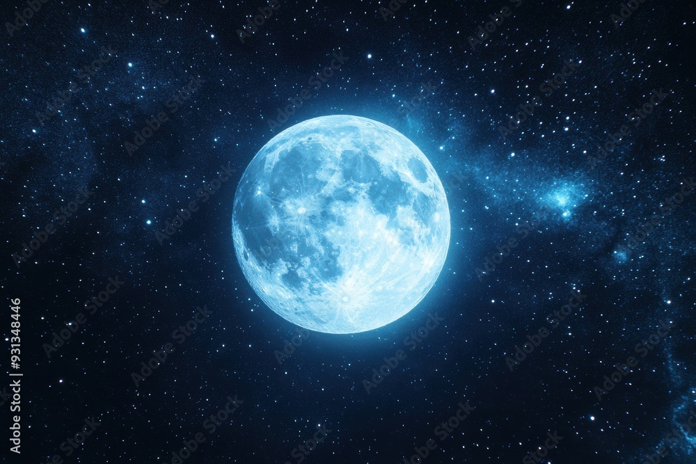 Luminous full moon starry night sky Luminous full moon starry night sky