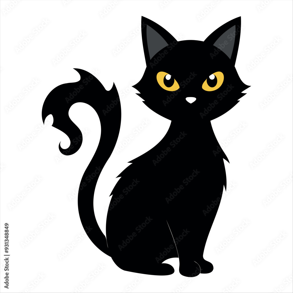 Horror black cat silhouette for Halloween design isolated on a white background Horror black cat silhouette for Halloween design isolated on a white background
