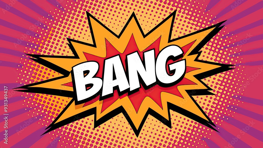 Fototapeta premium Comic style pop art background with explosive bang design