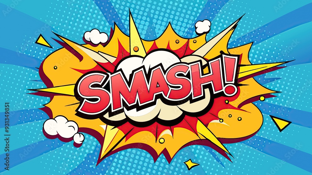 Colorful comic book style explosion with smash text Colorful comic book style explosion with smash text