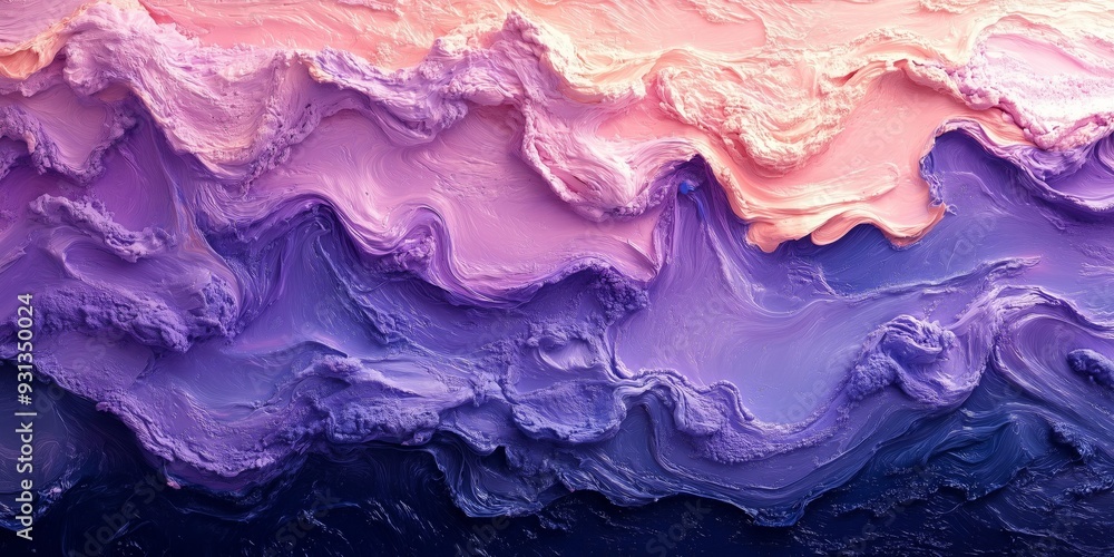 Obraz premium Lavender and Mint Dreamscape: Abstract Oil Pastel Forms on Rough Canvas, generative ai