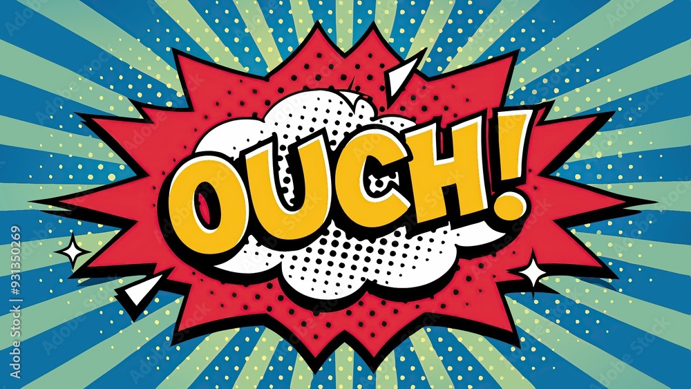 Obraz premium Colorful comic book style background with ouch expression