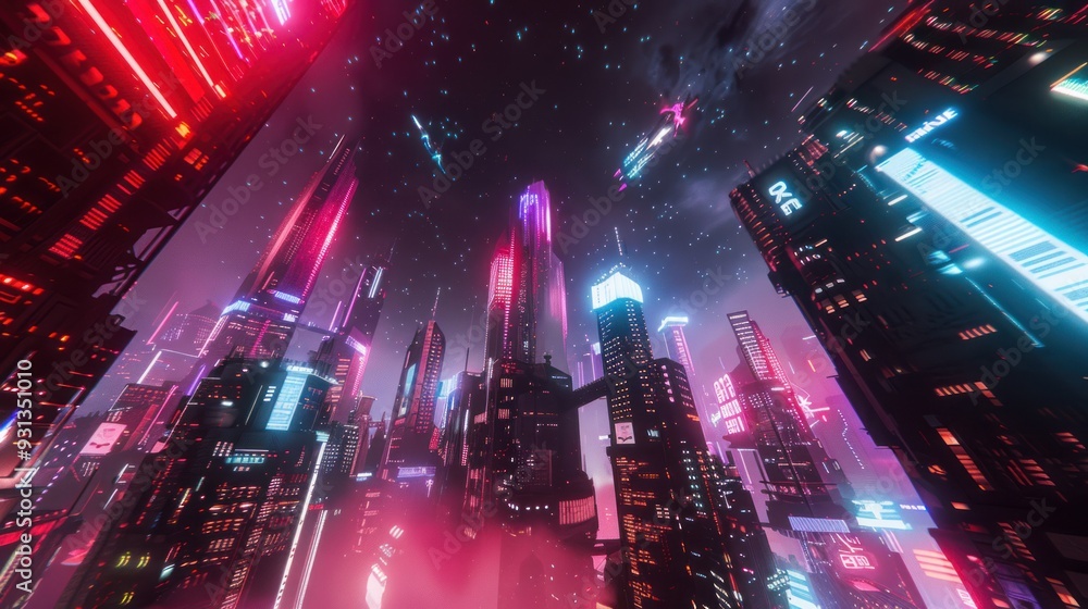 Neon Cityscape with a Futuristic Vibe Neon Cityscape with a Futuristic Vibe