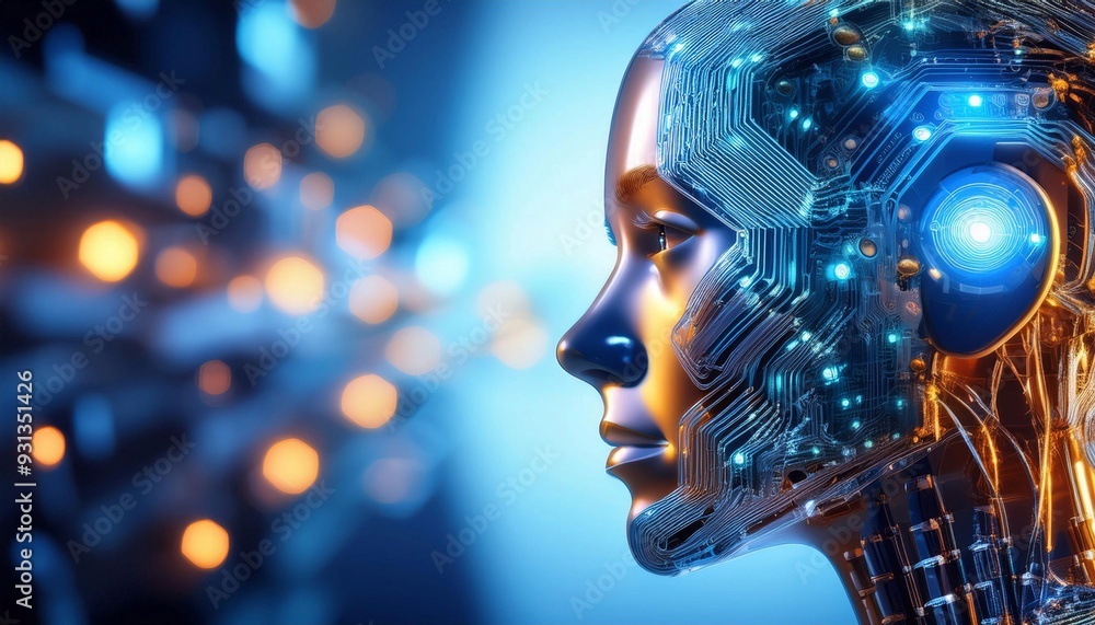 Artificial intelligence robot with circuitry, symbolizing technology, innovation, and future. Artificial intelligence robot with circuitry, symbolizing technology, innovation, and future.