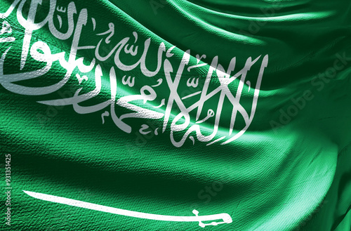 Foto Saudi arabia flag in sky. Horizontal panoramic banner.