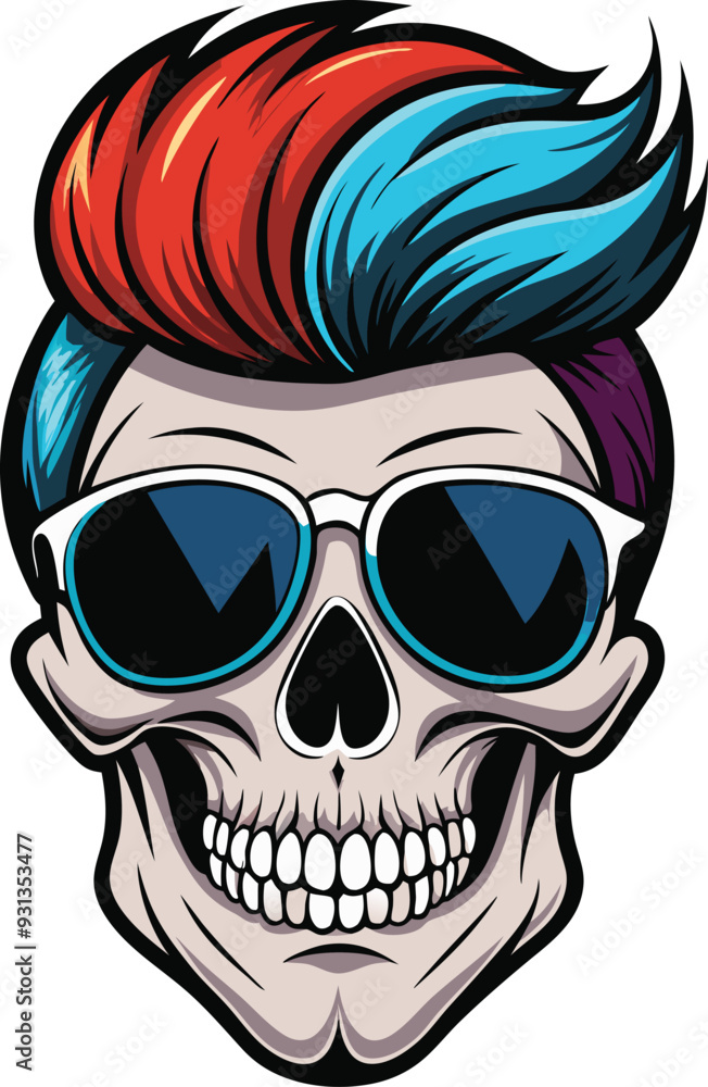 Barber skull with fashion hair and sunglasses vector image Barber skull with fashion hair and sunglasses vector image