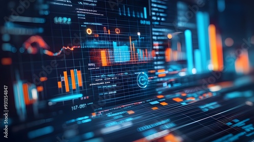 Wallpaper Mural E-commerce Metrics Futuristic Background for Online Retail Analytics. Dynamic data visualization, charts, and graphs presenting insights into digital commerce trends and performance Torontodigital.ca