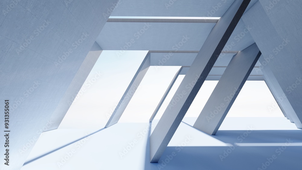 Obraz premium Architecture background geometric arched interior 3d render