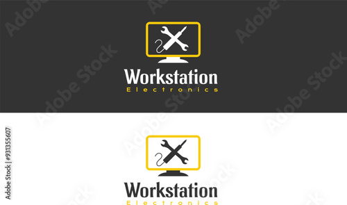 electric and mechanical workstation logo design.