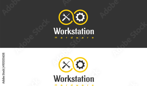 electric and mechanical workstation logo design.