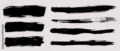 Brush strokes vector. Set of text boxes. Paintbrush collection. Grunge design elements. Dirty texture banners. Painted rectangles and long strokes