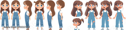 Create your own cartoon little girl character with gestures and emotions.