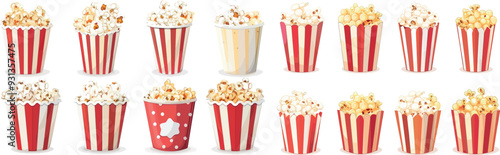 The modern movie food set also includes large, medium, and small size popcorn paper cups.