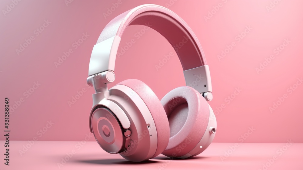 Pink Headphones on a Pink Background Pink Headphones on a Pink Background