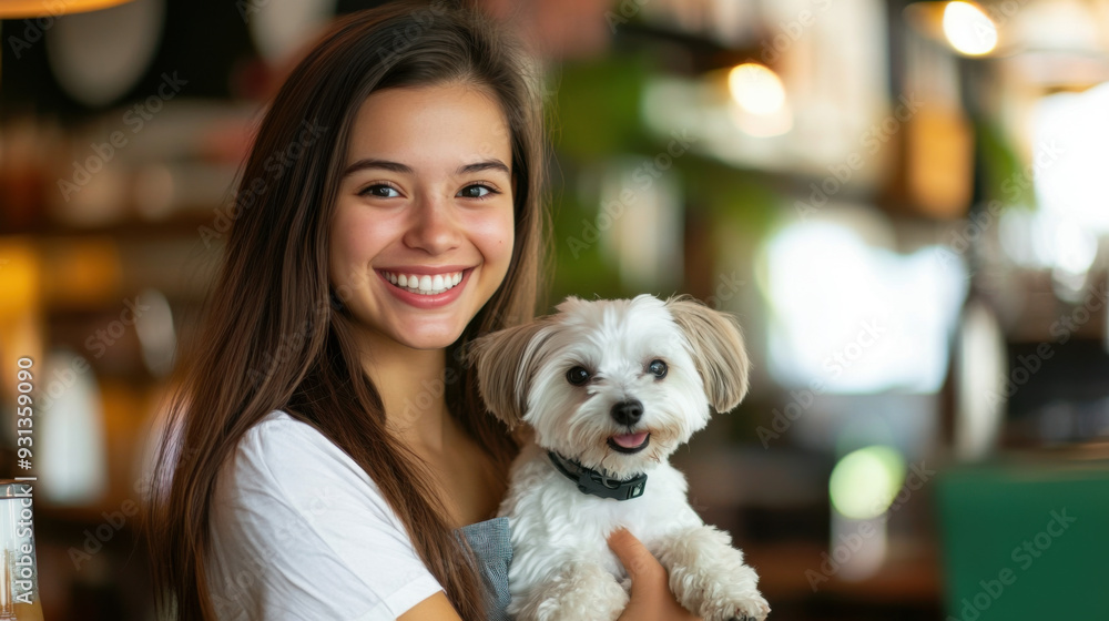 Young woman with a bright smile, holding her Young woman with a bright smile, holding her
