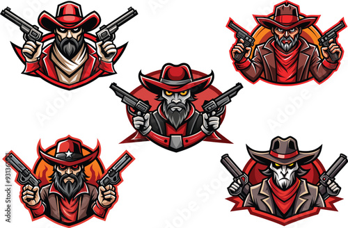 Cowboy with guns mascot logo design vector image