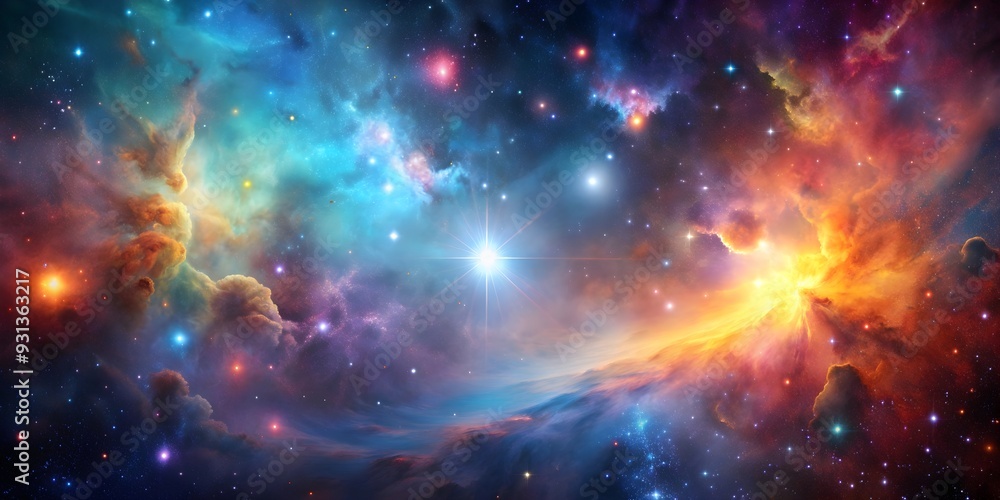 Fototapeta premium Colorful abstract space background with stars, nebulae, and cosmic elements, cosmic, colorful, abstract, space, background