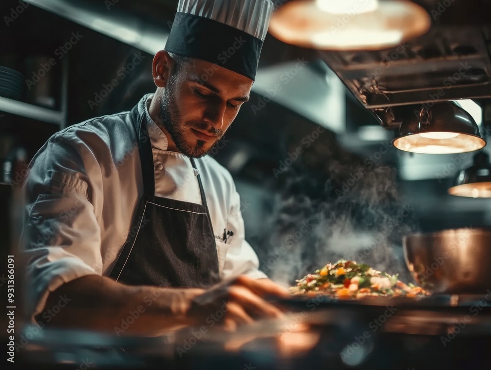 Professional Chef Cooking in Kitchen Professional Chef Cooking in Kitchen