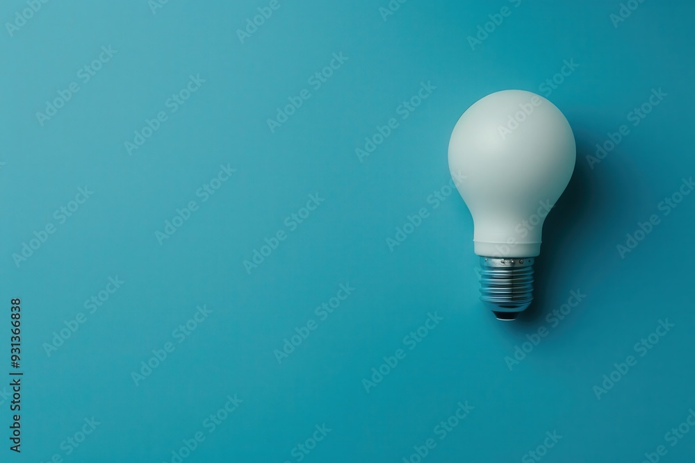 A sleek LED light bulb rests against a calming blue background, casting a subtle glow that enhances the clean aesthetic of the setting. A sleek LED light bulb rests against a calming blue background, casting a subtle glow that enhances the clean aesthetic of the setting.