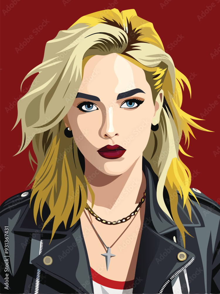 Rock woman street style rebel blonde girl vector image Rock woman street style rebel blonde girl vector image