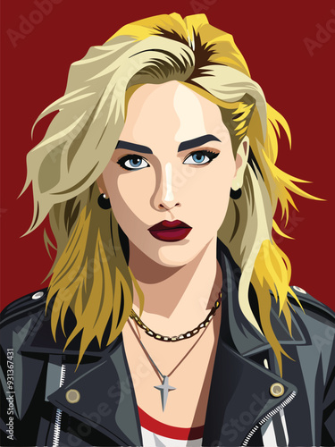 Rock woman street style rebel blonde girl vector image
