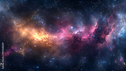 360 degree rectangular projection space background 360 degree space nebula panorama, rectangular projection, environment map perfect for environment maps and virtual reality settings, Generative AI