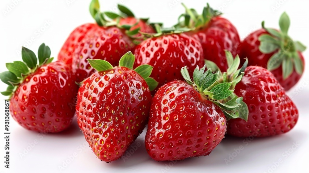 Fresh, Ripe Strawberries Isolated A Close-Up of Vibrant Red Berries on White Background. Fresh, Ripe Strawberries Isolated A Close-Up of Vibrant Red Berries on White Background.