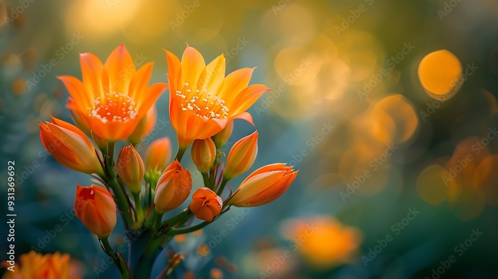 Obraz premium Closeup view of orange aloe vera flowers in botanical garden in Ventnor Isle of Wight United Kingdom : Generative AI