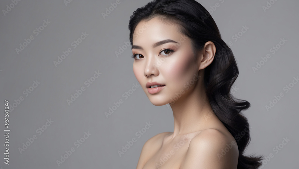 Beautiful Indonesian female model isolated on gray background Beautiful Indonesian female model isolated on gray background