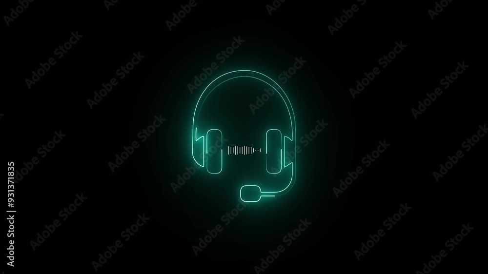 Neon headphones sign animation. Neon headphones sign. Glowing neon line Headphones icon. neon headphone icon animation. Neon headphones sign animation. Neon headphones sign. Glowing neon line Headphones icon. neon headphone icon animation.