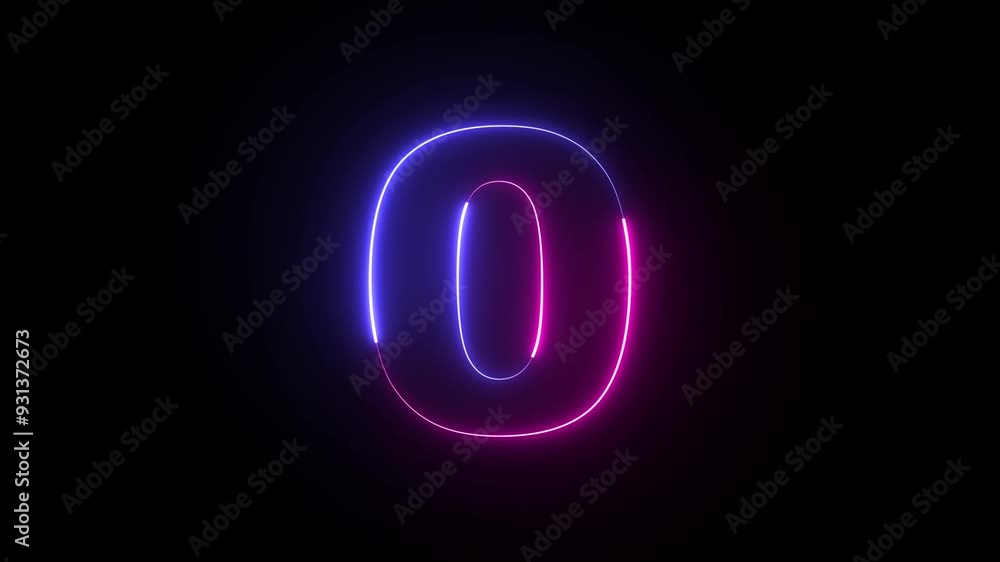 Abstract glowing neon number 0 animation. Blue and purple neon futuristic effect. Trendy glow lighting Abstract glowing neon number 0 animation. Blue and purple neon futuristic effect. Trendy glow lighting