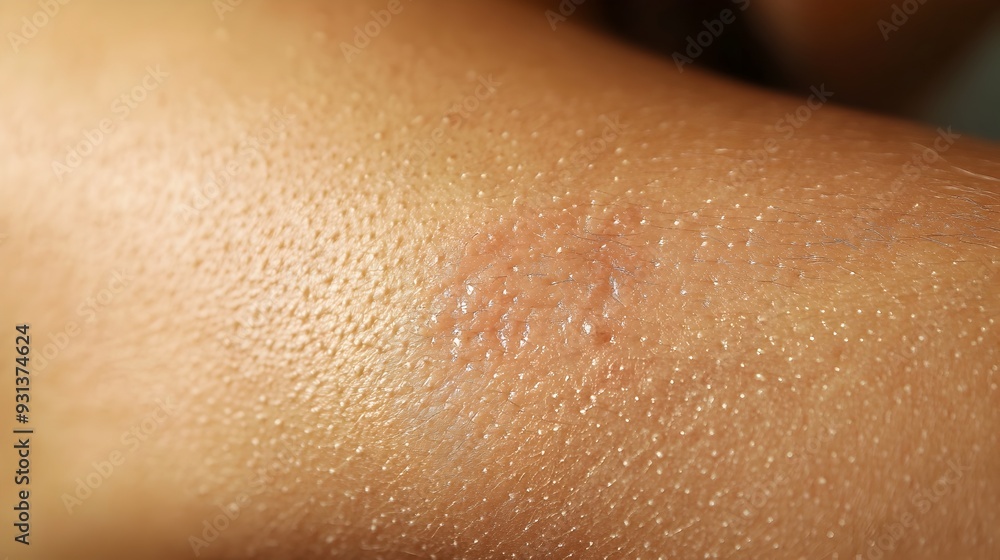 Fototapeta premium Closeup of Circular Scaly Rash on an Arm Indicative of a Fungal Skin Infection