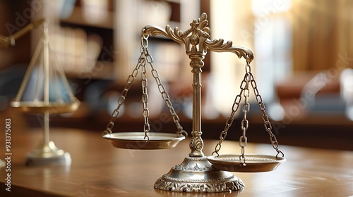 Business and lawyers discussing contract papers with brass scale on desk in office Law legal services advice  justice and law concept : Generative AI