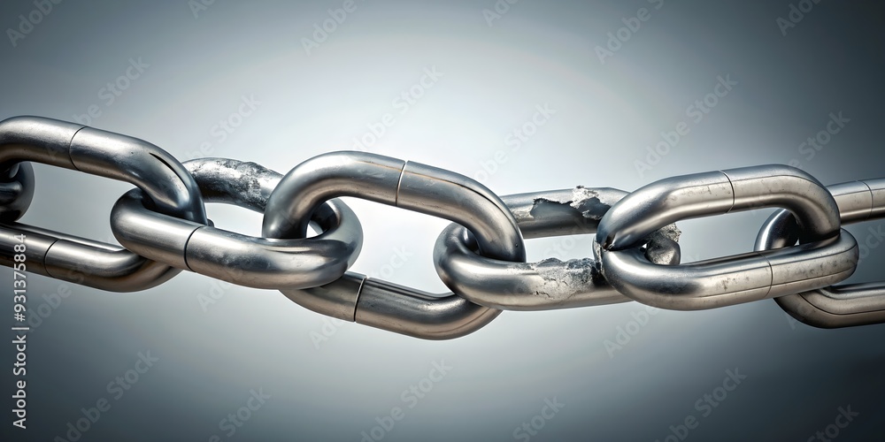 Obraz premium of broken chain piece on background, broken, chain, part,background,graphic, isolated, disconnect, link, metal