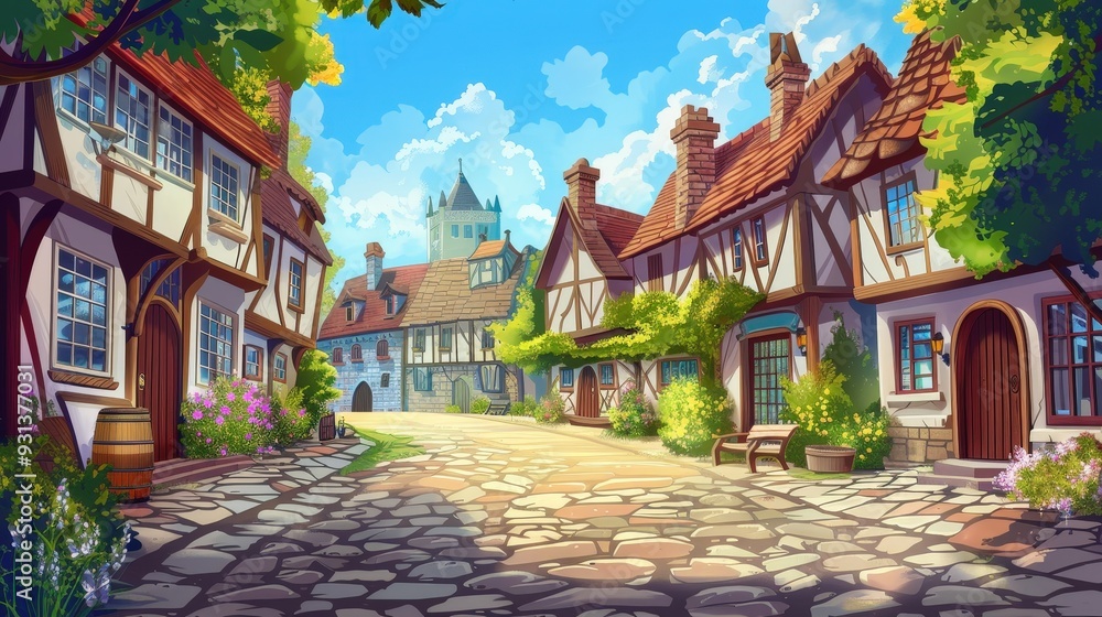 Imagine a vector graphic of a quaint village. Imagine a vector graphic of a quaint village.