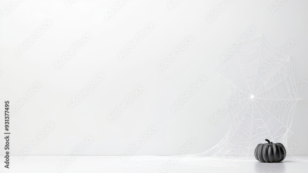 Minimal Halloween cobweb across an empty corner, smooth surfaces, minimal decor, high contrast with a focus on simplicity Minimal Halloween cobweb across an empty corner, smooth surfaces, minimal decor, high contrast with a focus on simplicity