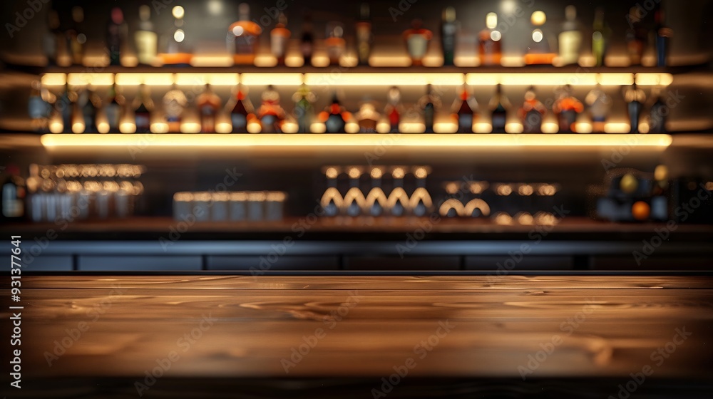 dark brown top of bar and free space for your glass : Generative AI dark brown top of bar and free space for your glass : Generative AI