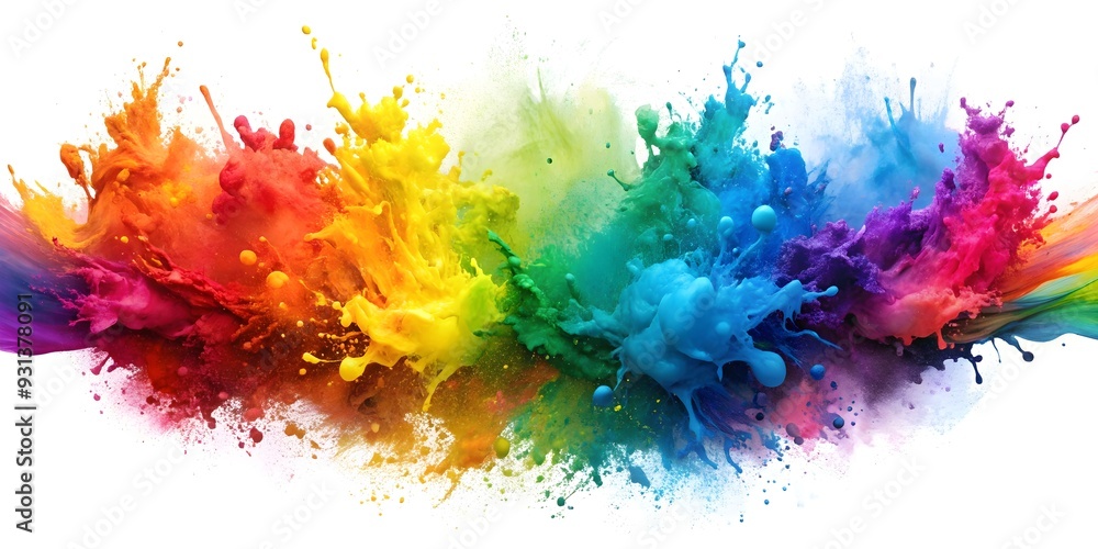 Vibrant splash of colors on a white background, colorful, bright, abstract, art, paint, rainbow, spectrum, vivid