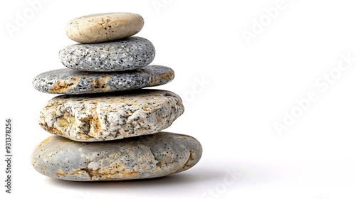 Stack Stone Pebble Isolated on white backgroundZen Balance Wellness Yoga Spa Nature Travel conceptMindfulness Japanese Lifestyle SpaceStone Symbols Mind Stress PeaceNature Meditation R : Generative AI photo