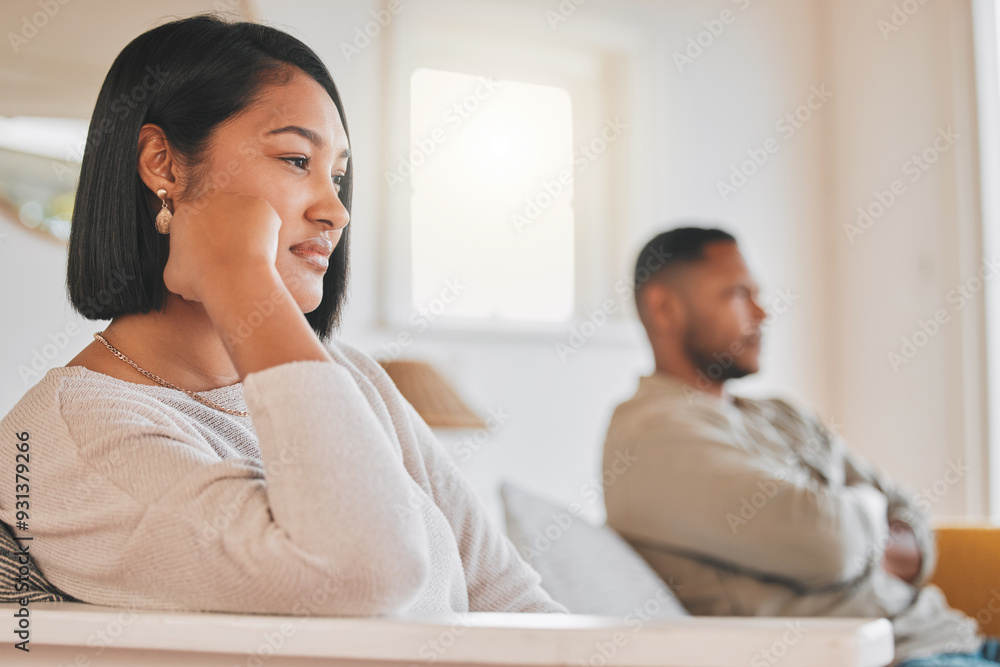 Couple, silence and marriage conflict in home, drama and argument for break up or separation. People, stress and ignoring in toxic relationship, frustrated and divorce anxiety in fight together Couple, silence and marriage conflict in home, drama and argument for break up or separation. People, stress and ignoring in toxic relationship, frustrated and divorce anxiety in fight together