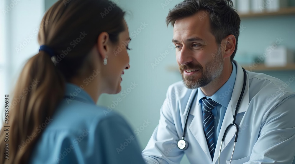 Compassionate Doctor Consulting Female Patient: Professional Medical Care in Modern Clinic Setting Compassionate Doctor Consulting Female Patient: Professional Medical Care in Modern Clinic Setting