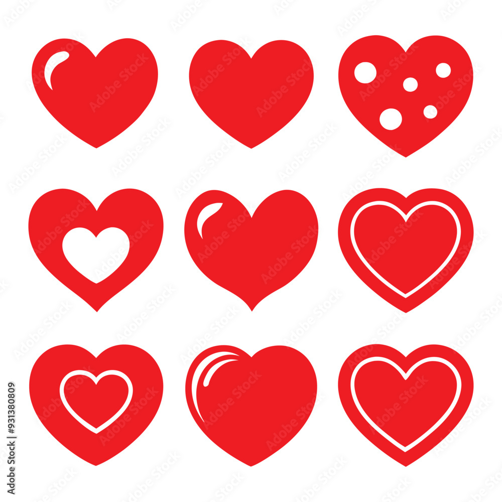 Assorted Red Heart vector Icon Set , Vector Heart Designs Assorted Red Heart vector Icon Set , Vector Heart Designs