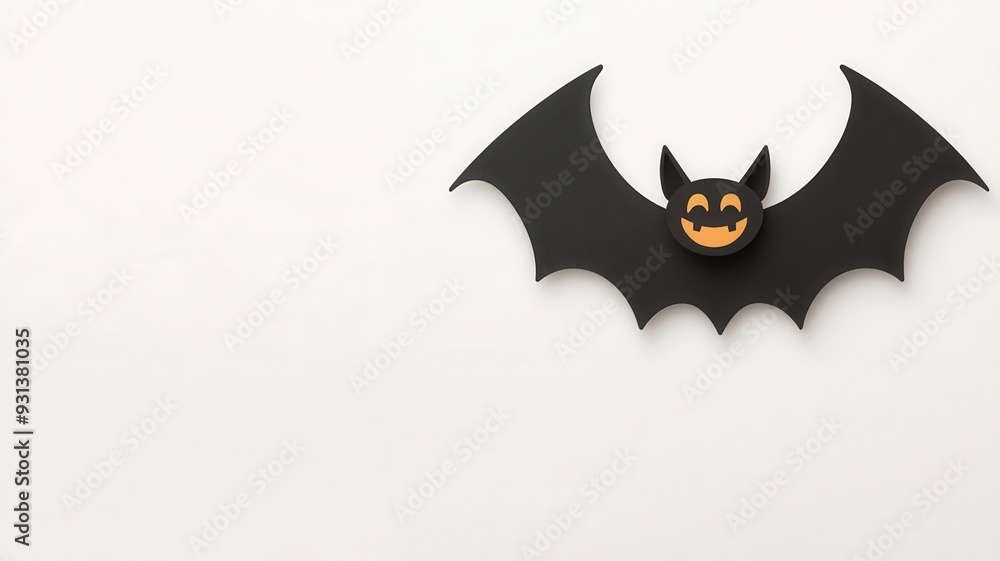 Simplistic bat with rounded edges and a happy face, framed by a subtle moon glow, perfect for a minimal Halloween theme Simplistic bat with rounded edges and a happy face, framed by a subtle moon glow, perfect for a minimal Halloween theme