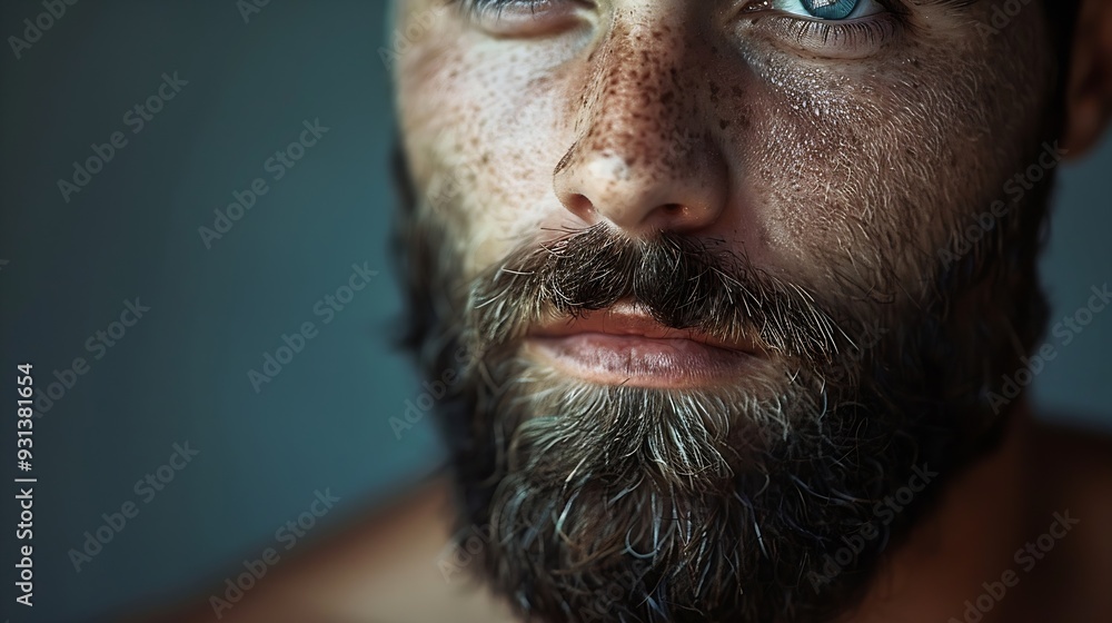 Obraz premium PORTRAIT OF A BEARDED MAN LOOKING STRAIGHT : Generative AI