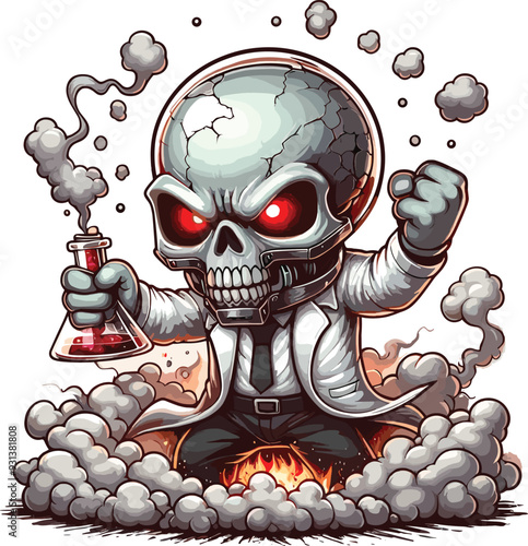 Skull Scientis Illustration, Angry Skull