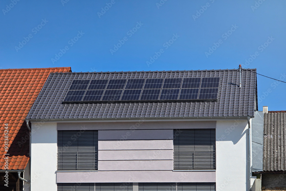 Solar panels on the roof of a private house Solar panels on the roof of a private house